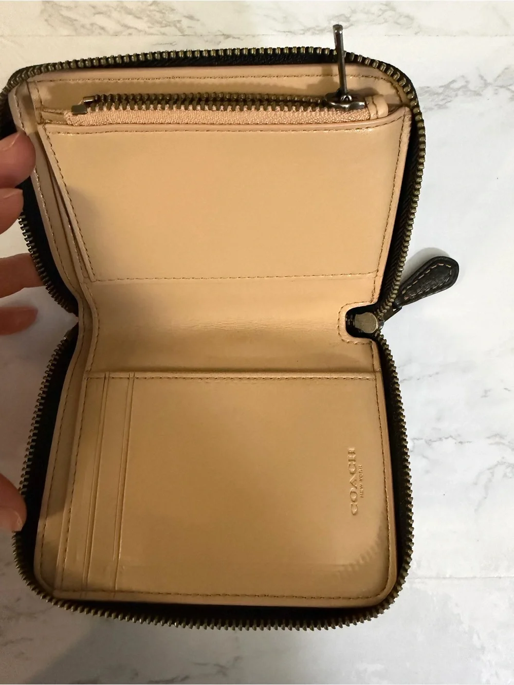 Coach Olive Green Pebble Leather Zip Pouch with Playful Eye Motif
